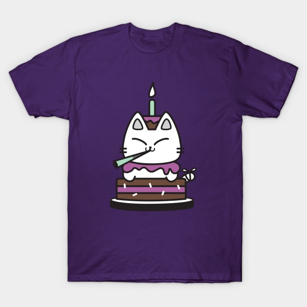 Birthday Cake Cat T-Shirt by plattercats